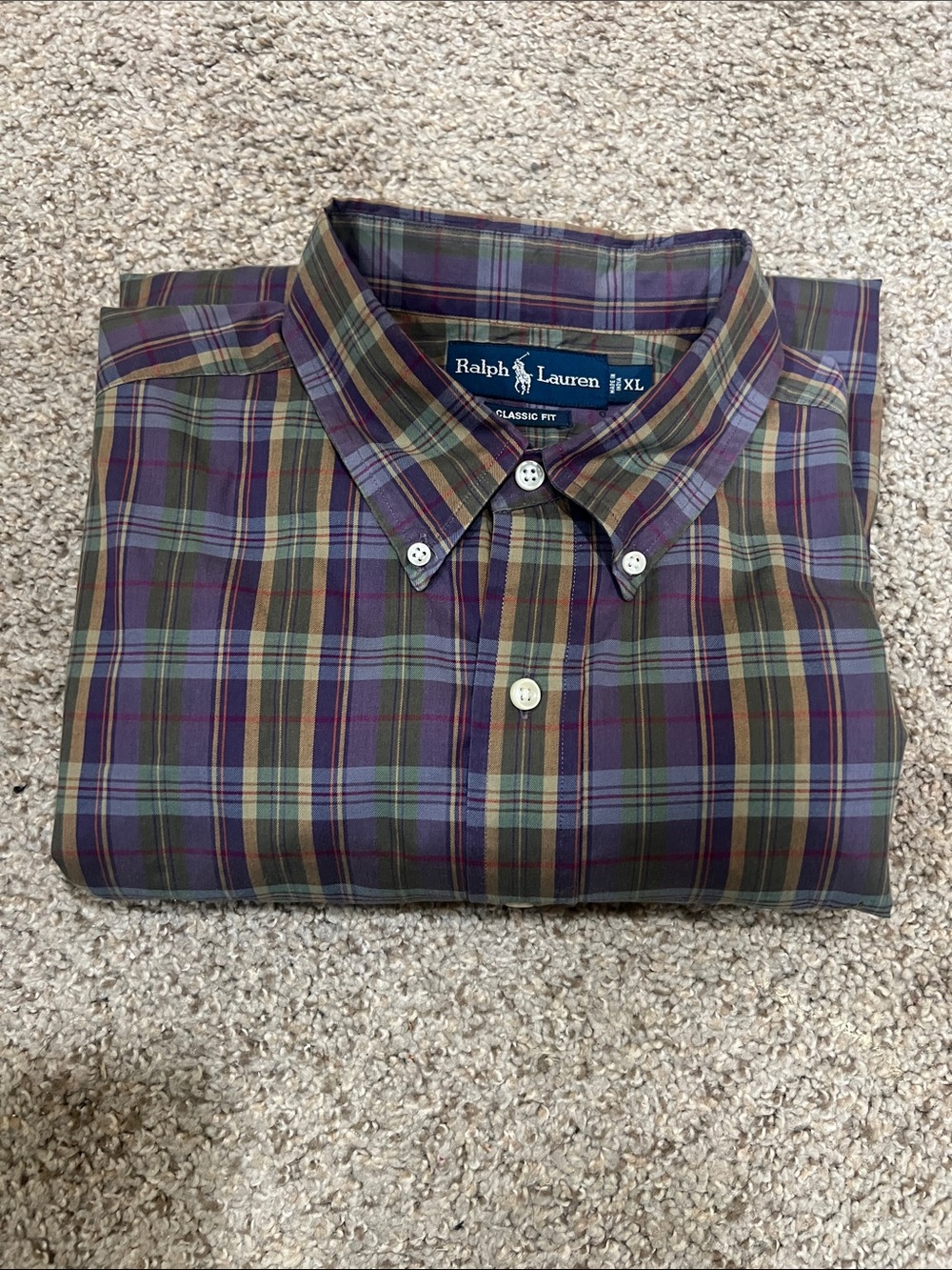 Ralph Lauren Plaid Button-Down Shirt - Purple, Green, Brown